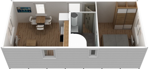 Mobilní dům Economy 2+kk se zařízenou kuchyní a koupelnou