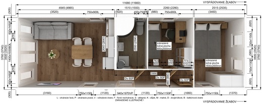 Půdorys mobilního domu Super Arktik Plus | Dispozice