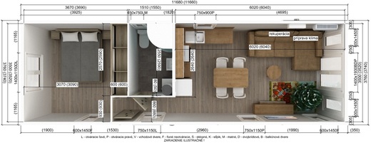 Vizualizace interiéru mobilního domu Super Arktik