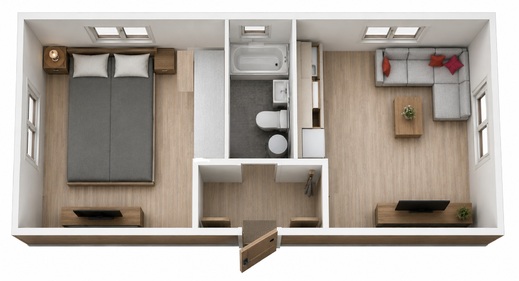 Půdorys mobilního domu Super Arktik 10×4 m | Dispozice